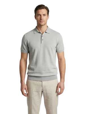 Thomas Maine Egyptian Cotton Two Tone Jacquard Polo - Blue