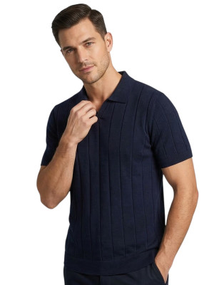 Thomas Maine Merino Linen Plated Knit - Navy