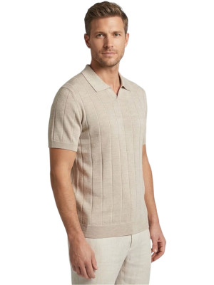 Thomas Maine Merino Linen Plated Knit - Beige