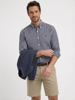 Boss H Liam C1 261 Linen Stripe Shirt - Blue & White