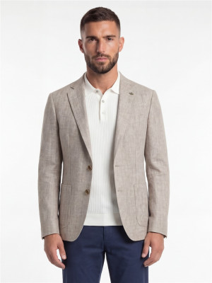 Herbie Frogg Plain Linen Blazer - Stone