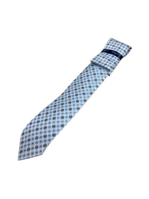 Marco Capelli Mini Flower 7.5cm Tie & Pocket Square - Silver