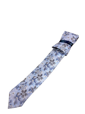 Marco Capelli Floral 7.5cm Tie & Pocket Square - Purple
