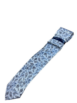 Marco Capelli Floral 7.5cm Tie & Pocket Square - Silver