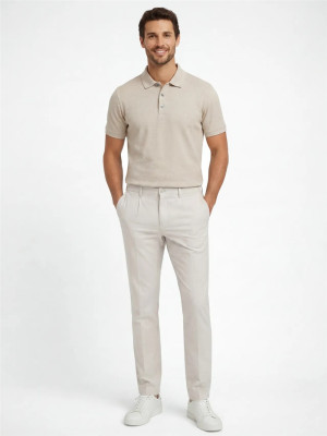 Bugatti Basket Weave Regular Fit Polo Shirt - Beige