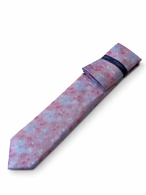 Marco Capelli Floral 7.5cm Tie & Pocket Square - Pink