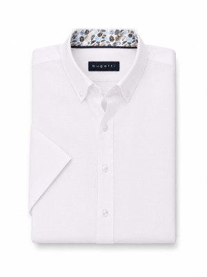 Bugatti Soft Cotton Short Sleeve Button Down Shirt - White