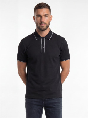 Boss Parlay Textured Cotton Polo Shirt - Black