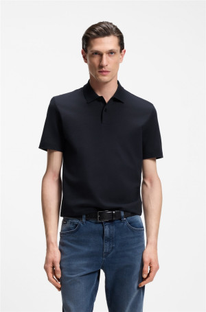 Boss Parlay Textured Cotton Polo Shirt - Navy