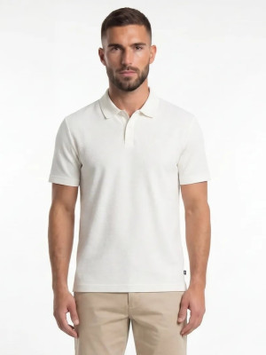 Boss Parlay Textured Cotton Polo Shirt - Stone