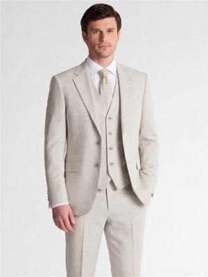 Marco Capelli Slim Fit 3 Piece Plain Suit - Stone