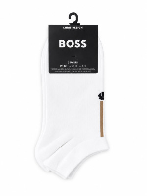 Boss 2 Pack Bamboo Sneaker Sock - White