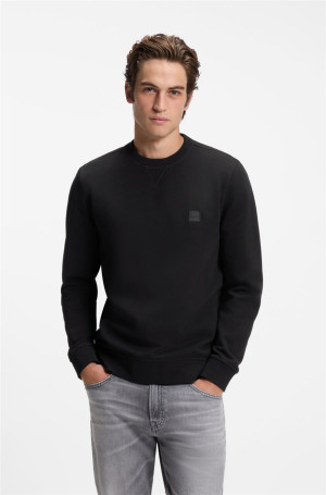 Boss Westart Logo Crewneck Terry Cotton Sweatshirt - Black