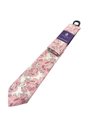 Marco Capelli 7.5cm Flower Tie & Pocket Square - Silver