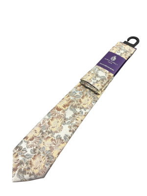 Marco Capelli 7.5cm Flower Tie & Pocket Square - Silver