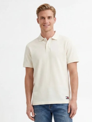 Tommy Jeans Washed Waffle Polo - Stone