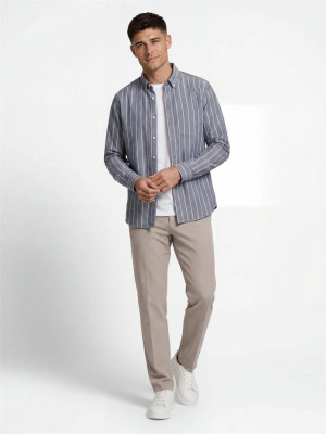 Gant Poplin Melange Stripe Shirt - Blue
