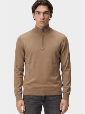Boss Ebenji Quarter Zip Virgin Wool Knit - Beige