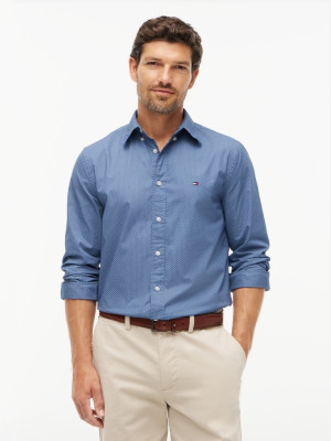 Tommy Hilfiger Flex Poplin Geo Print Shirt - Blue