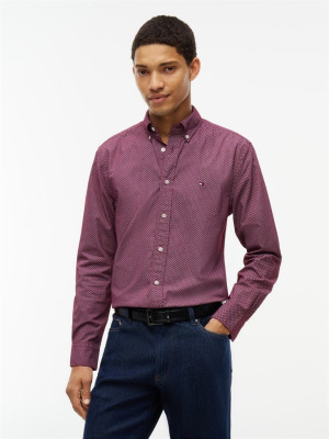 Tommy Hilfiger Flex Poplin Geo Print Shirt - Red