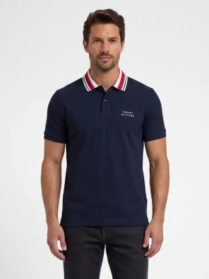 Tommy Hilfiger Left Chest Graphic Polo - Navy