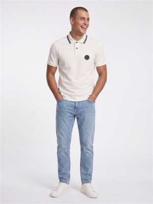 AX ARMANI Stretch Jersey Tipped Polo Shirt - Stone