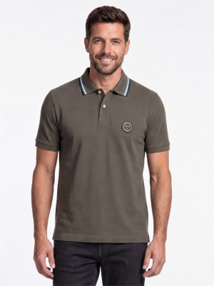 AX ARMANI Stretch Jersey Tipped Polo Shirt - Green