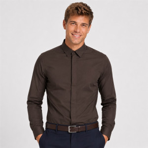 AX ARMANI Cotton Satin Shirt - Brown