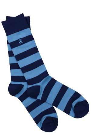 Swole Panda Blue Stripe Socks