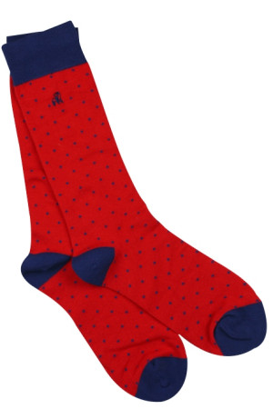 Swole Panda Dotted Red Socks - Red