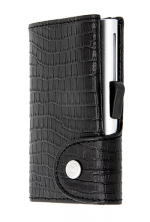 C SECURE Crock Leather Wallet - Black