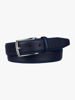 Profuomo Leather Contrast Belt - Navy