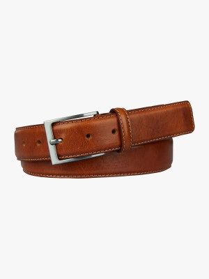Profuomo Leather Contrast Belt - Tan
