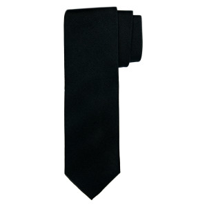 Profuomo Silk Woven Soft Rib Tie 8cm - Black