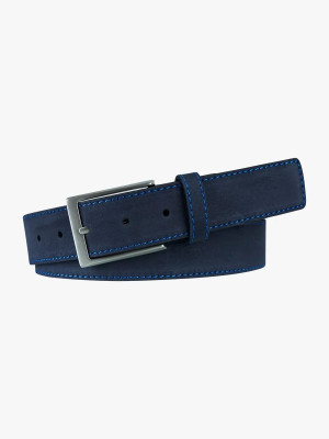 Profuomo Suede Leather Belt - Navy