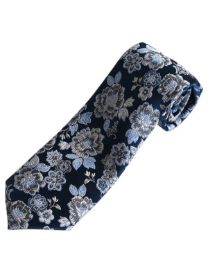Marco Capelli Flower Silk Tie 8cm - Blue