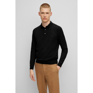 Boss Bono L Virgin Wool Polo Sweater - Black