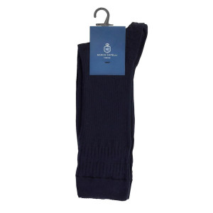 Marco Capelli Soft Top Cotton Logo Socks - Navy