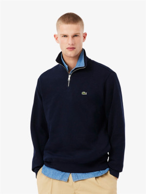 Lacoste High Neck Zipped Cotton Sweat - Navy
