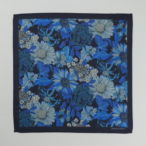 Marco Capelli Floral Silk Pocketsquare - Blue