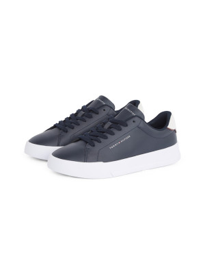 Tommy Hilfiger Court Leather Tumbled Sneaker - Navy