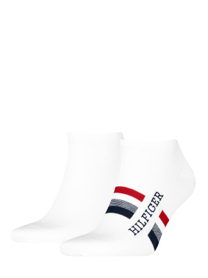 Tommy Hilfiger 2 Pack Hilfiger Tab Sneaker Sock - White