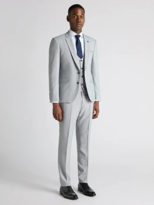 Remus Uomo Lucian Mini Check 3 Piece Suit - Grey