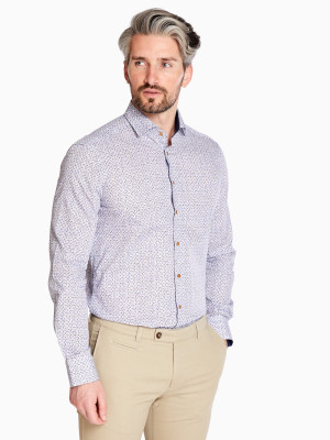 Marco Capelli Satin Stretch Abstract Flower Shirt - Blue