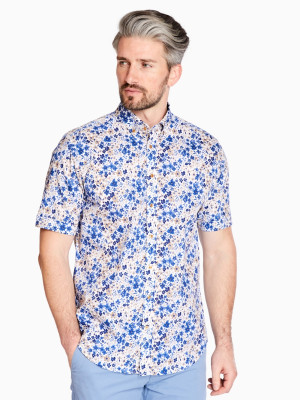 Marco Capelli Poplin Flower Shirt - Blue