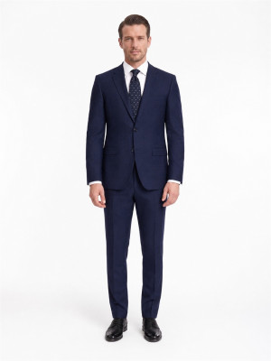 Marco Capelli Woven Check 2 Piece Suit - Navy