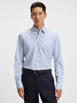 Boss H Joe Kent Small Check Shirt - Blue