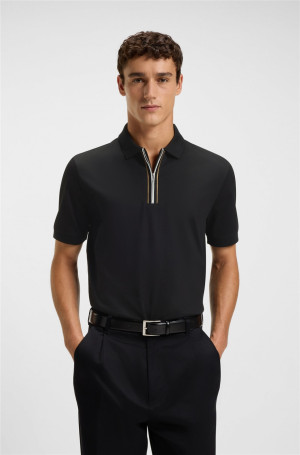 Boss Paras Zip Detail Polo - Black