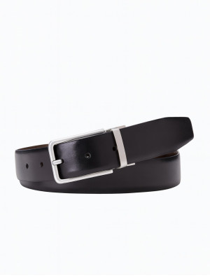 Profuomo Leather Reversible Belt 3.5 Cm - Black