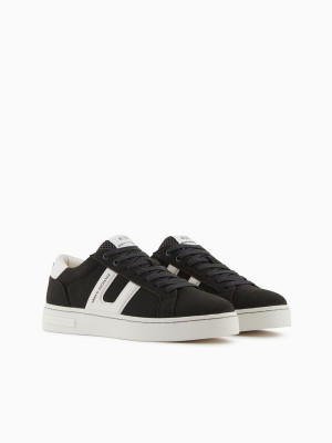 AX ARMANI London Suede Sneaker - Black